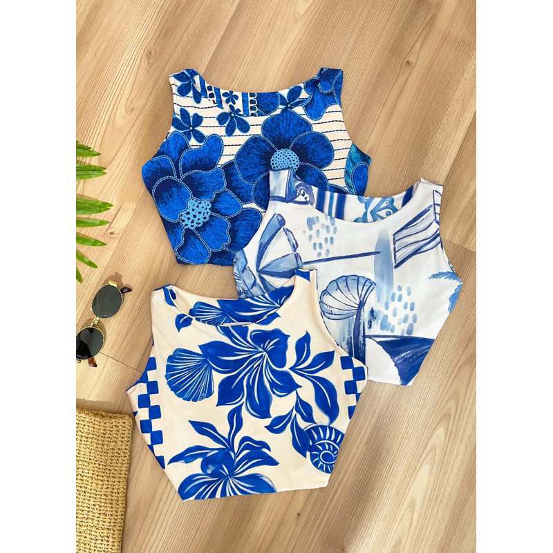 Top Cropped feminino estampado tendência moda blogueira blusa croped Top liso regata decote quadrado