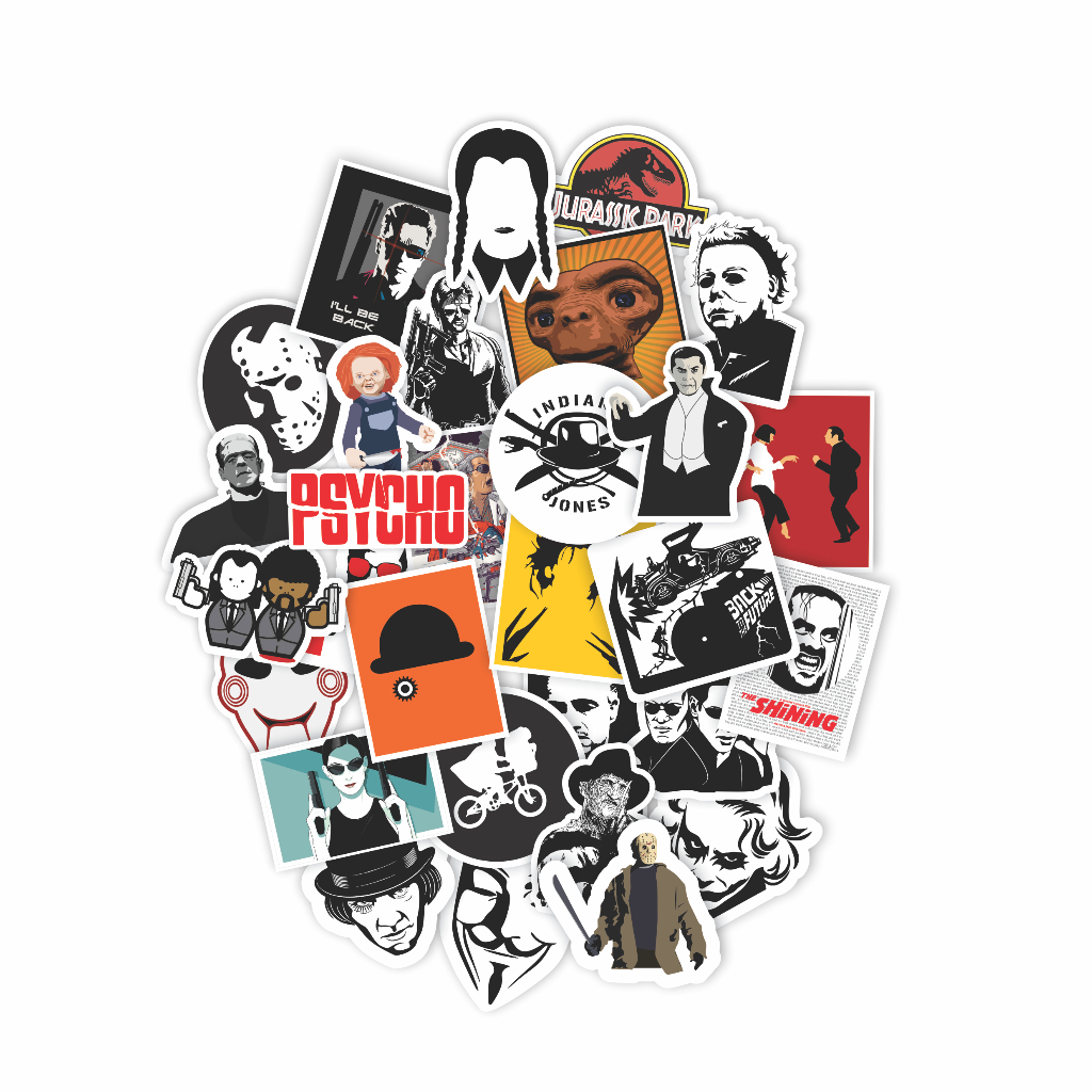30 Adesivos Stickers Filmes Clássicos Jason Coringa Matrix Cor Branco em Oferta na Shopee