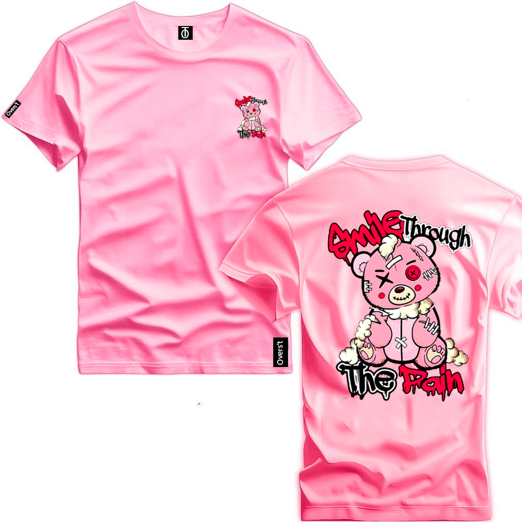 Camiseta Personalizada Urso Smile Frente e Costa Estampa Viva 04 Camisa Algodão Premium Básica Top