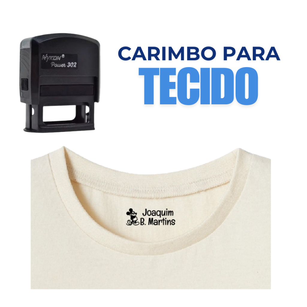 Carimbo com Nome Personalizado para Tecido Roupa Uniforme Infantil