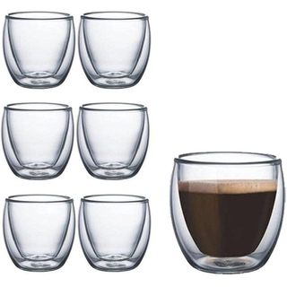Jogo Copos De Vidro Parede Dupla Para Café Chá Expresso 100ml