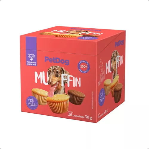 KIT 2 DISPLAY MUFFIN PETISCO PARA CÃES SABOR CHOCOLATE PETDOG COM 16 UNIDADES