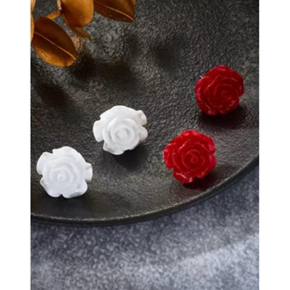 Brincos Flor Rosa Vermelha Biscuit Cores em Oferta na Shopee