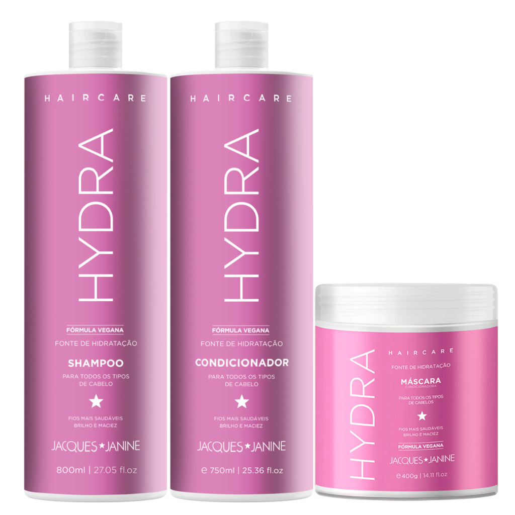 Jacques Janine Hair Care Hydra Shampoo Sem Sal 800ml Condicionador Leave-in 750ml Hidratação Brilho em Oferta na Shopee