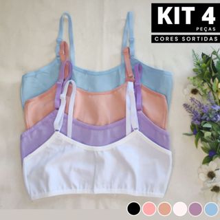 Kit 4 Sutiã Infantil Menina Moça Juvenil Algodão Liso Maya Confortável Colegial Sem Bojo Promoção em Oferta na Shopee
