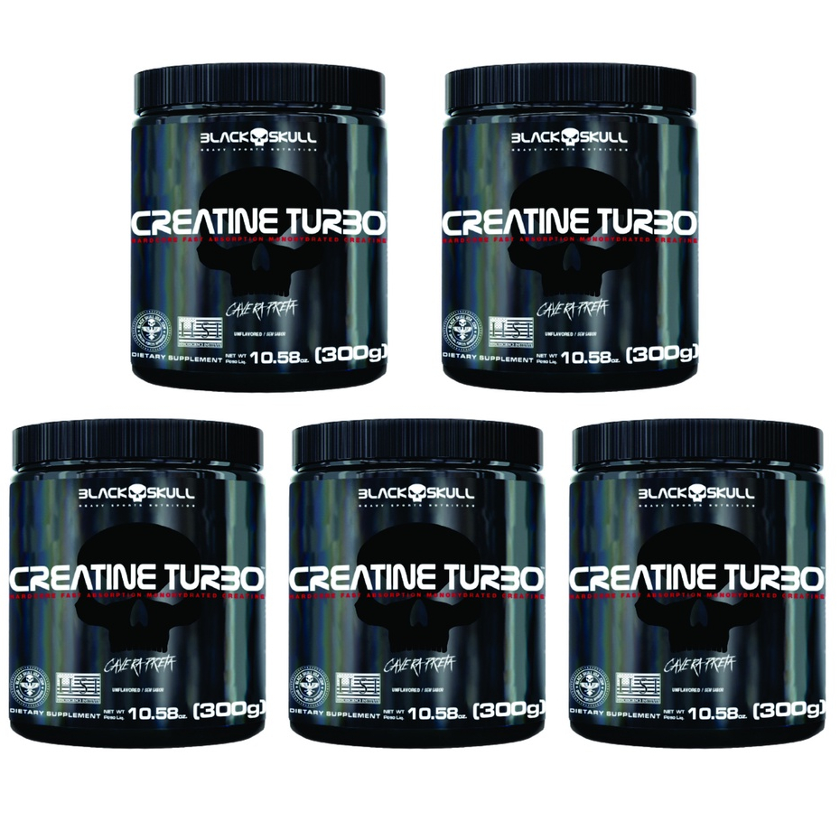 Kit 5x Creatina Monohidratada Turbo 300g Blackskull - Creatine Turbo em Oferta na Shopee