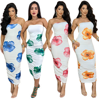 Vestido Feminino Midí Estampado Floral Moda Verão Festa Carnaval em Oferta na Shopee