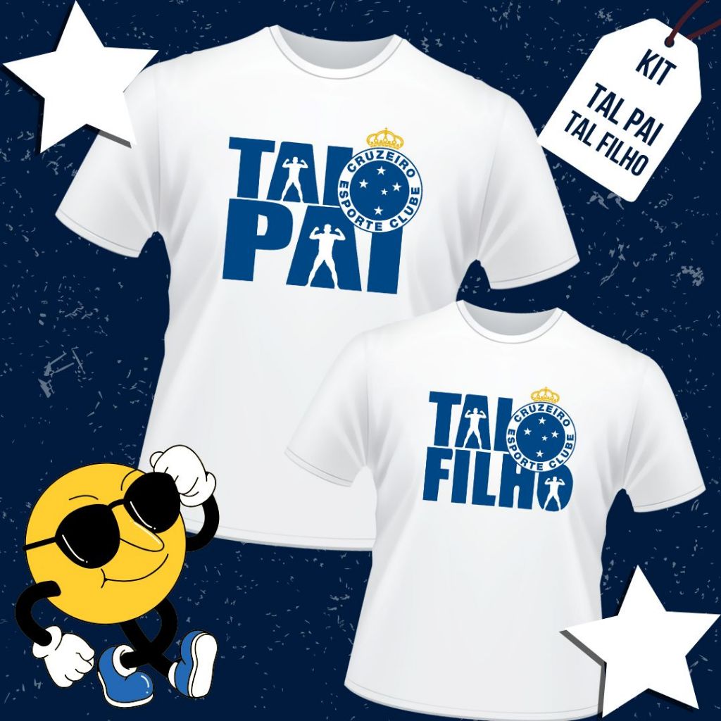Kit 2 Camisetas Tal Pai Tal Filho Cruzeiro Cabuloso Raposão