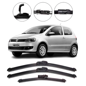 Kit Palhetas Limpador de Parabrisa Dianteiro + traseiro para Vw Fox 2010 Até 2012