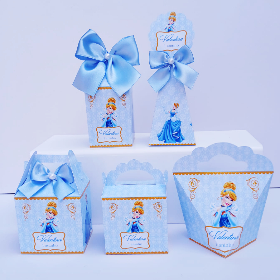 KIT FESTA PERSONALIZADOS CINDERELA LEMBRANCINHAS CAIXINHAS  PARA FESTA