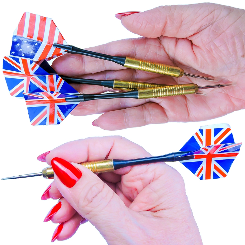 Conjunto Dardos 3 Peças Profissionais Corpo Metálico Balanceados Ponta Aço Jogo Esportivo