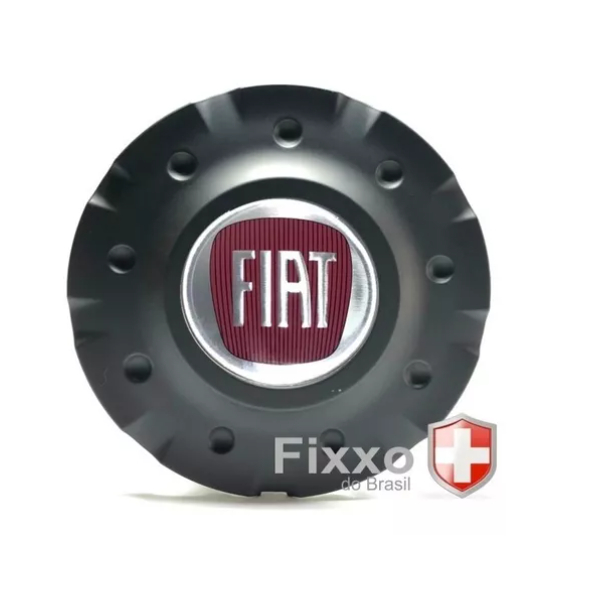 4 Calotinha Tampa Da Roda Brw600 Preta Fosca Fiat Vermelho.