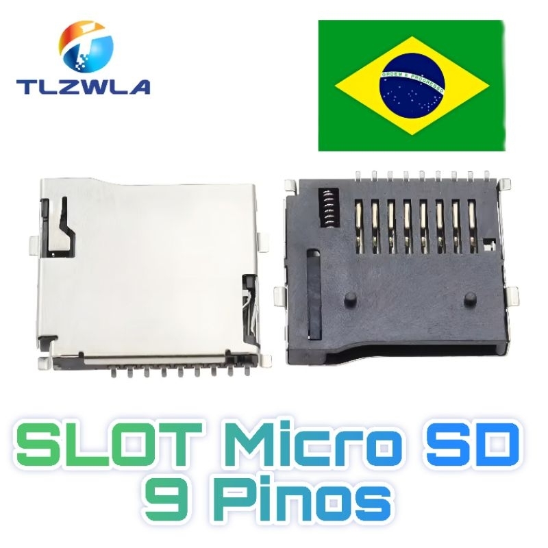Slot Cartão de Memória Leitor Micro SD 9 Pinos Reparo Módulo Conector MicroSD Placa Caixa de Som Bluetooth, Celular, PC