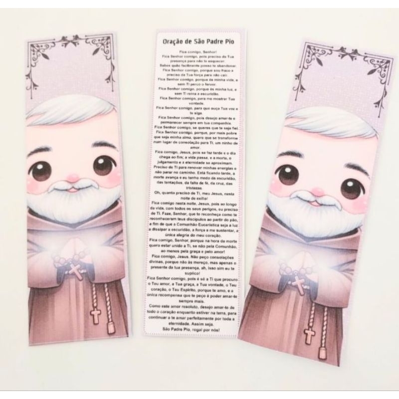 Marca Páginas Padre Pio - Kit com 3 Unidades