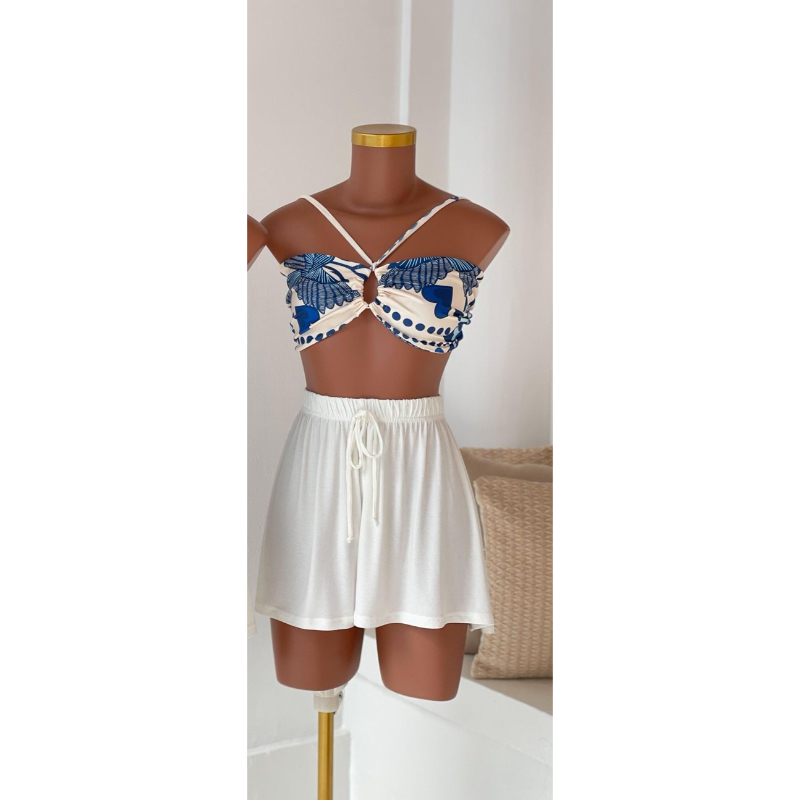Detalhes do Top Luz - Blusa Cropped Estampado Inspiração Flor Moda Blogueira Top Cruzado