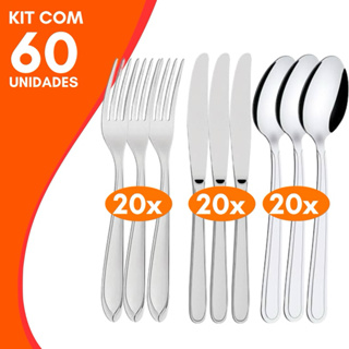 Kit 60 Talheres Garfos Facas e Colheres 100% Em Inox Premium de Qualidade Para Restaurante e Casa em Oferta na Shopee