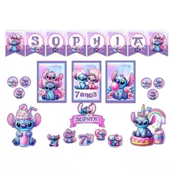 Kit festa Stitch e Angel, kit só um bolinho Stitch e Angel, decoração festa infantil STITCH