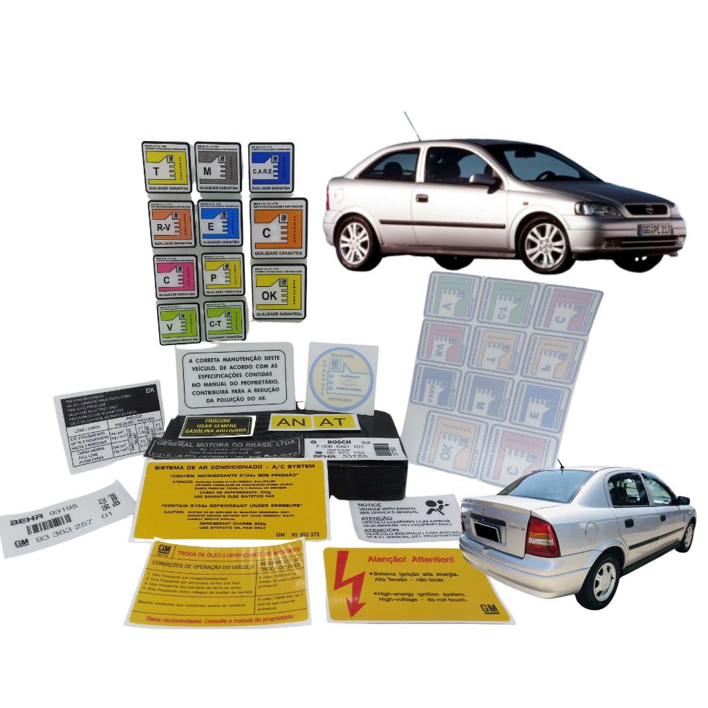 KIT ADESIVOS ASTRA 1999 A 2003 / HATCH E SEDAN / KIT C/23 ADESIVOS /  CAPO, FRENTE, VIDROS E LATARIA