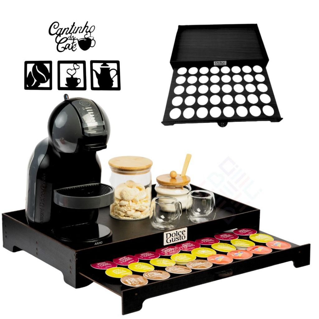 Bandeja para Cafeteira Expresso Suporte de Cápsulas Dolce Gusto Porta Acessórios de Café Apoio