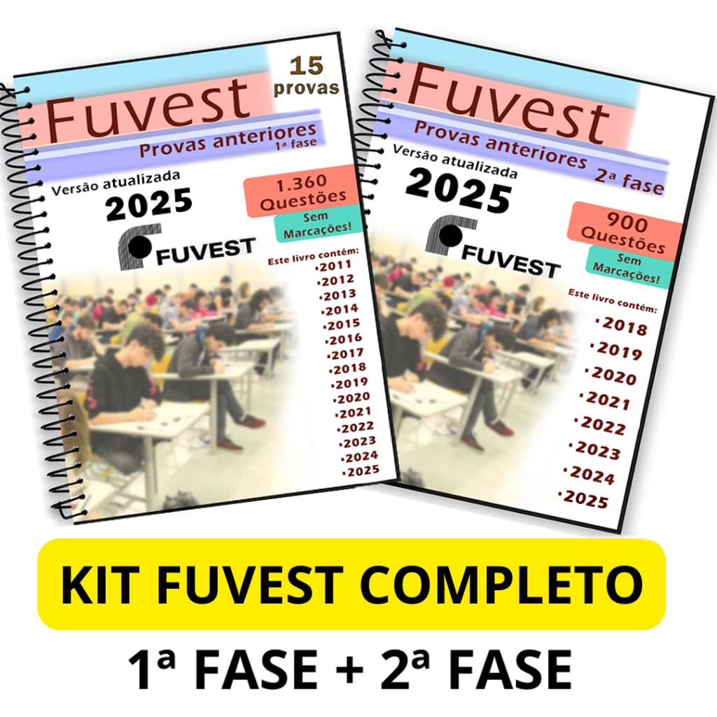 Kit Fuvest 1ª e 2ª fase completo + gabaritos em Oferta na Shopee