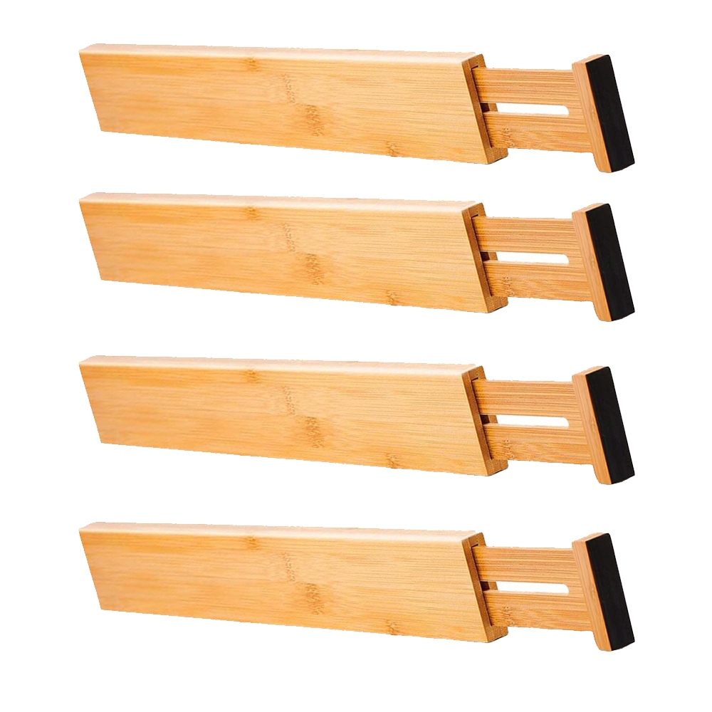 4 peças Divisor de gaveta de cozinha em bambu Organizador de gaveta de meias ajustável em Oferta na Shopee