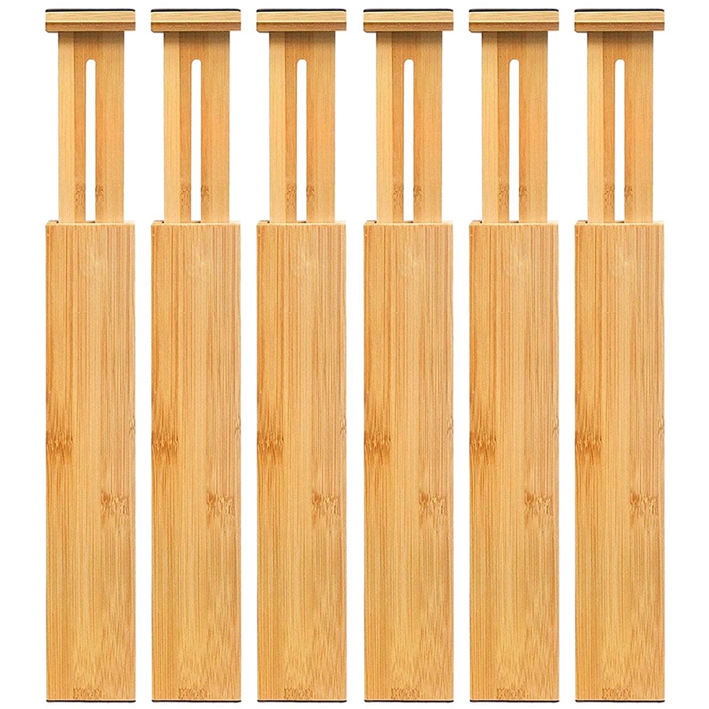 6 peças Divisor de gaveta de cozinha em bambu Organizador de gaveta de meias ajustável em Oferta na Shopee