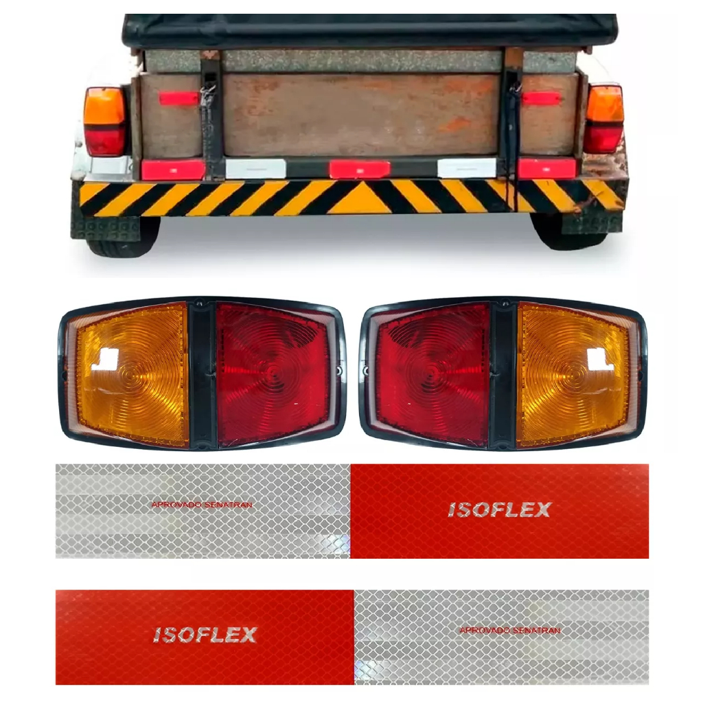 PAR LANTERNA UNIVERSAL COM 4 FAIXAS REFLETIVAS PARA CARRETINHA REBOQUE TIPO CANOINHA em Oferta na Shopee