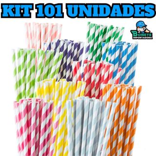 Kit 101 Canudos de Papel Sortidos - Biodegradáveis e Decorativos em Oferta na Shopee