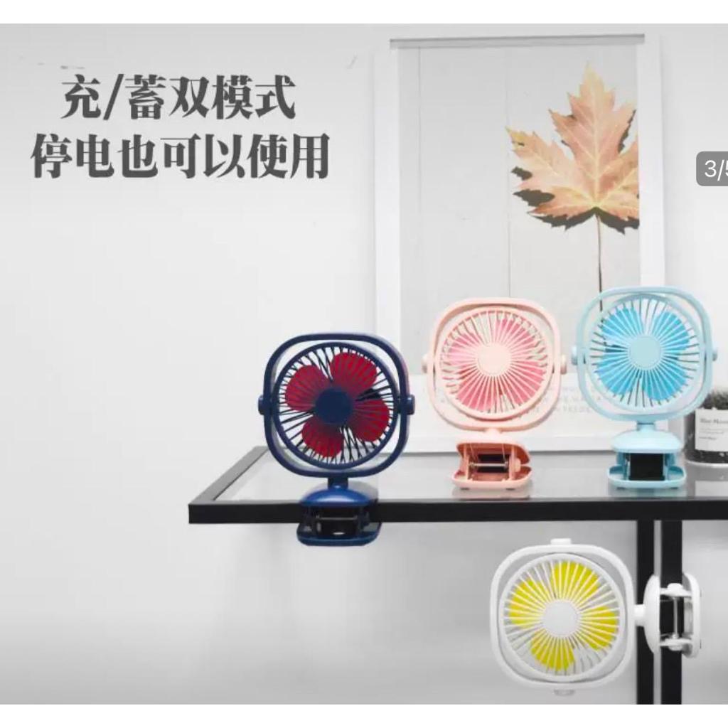Mini Ventilador Portátil De Mesa Com Base Pregador 2 Velocidades Recarregável Usb Ajustável c/ Led
