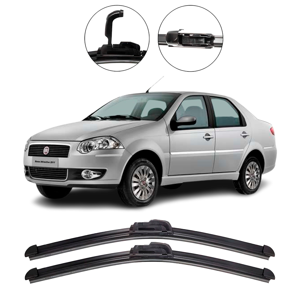 Par De Palhetas para Limpador de Parabrisa Dianteiro para Fiat Siena 1994 até 2011 em Oferta na Shopee