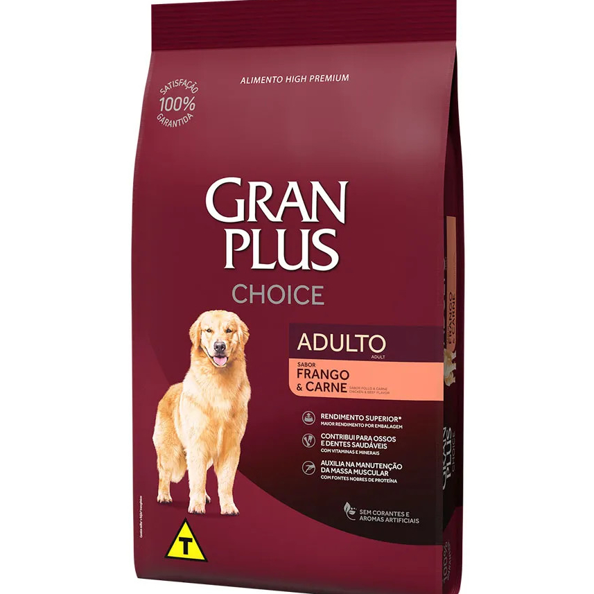 Racao Gran Plus Cães Choice Frango E Carne 20kg