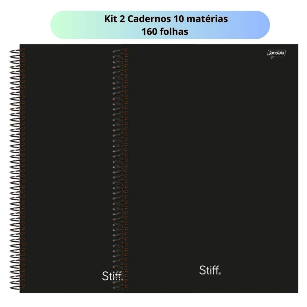 Kit 2 Caderno Capa Dura 160 Folhas 10 Matérias Escolar Universitário Preto em Oferta na Shopee