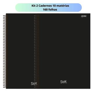 Kit 2 Caderno Capa Dura 160 Folhas 10 Matérias Escolar Universitário Preto em Oferta na Shopee