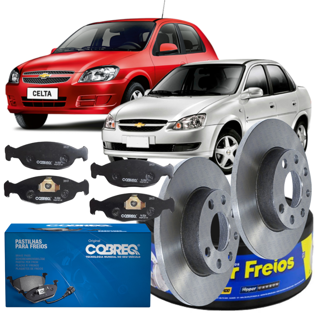 Kit Disco + Pastilha Freio Dianteiro Solido Corsa/Celta/Prisma 1.0 8v 2006 2007 2008 2009 2010 2011
