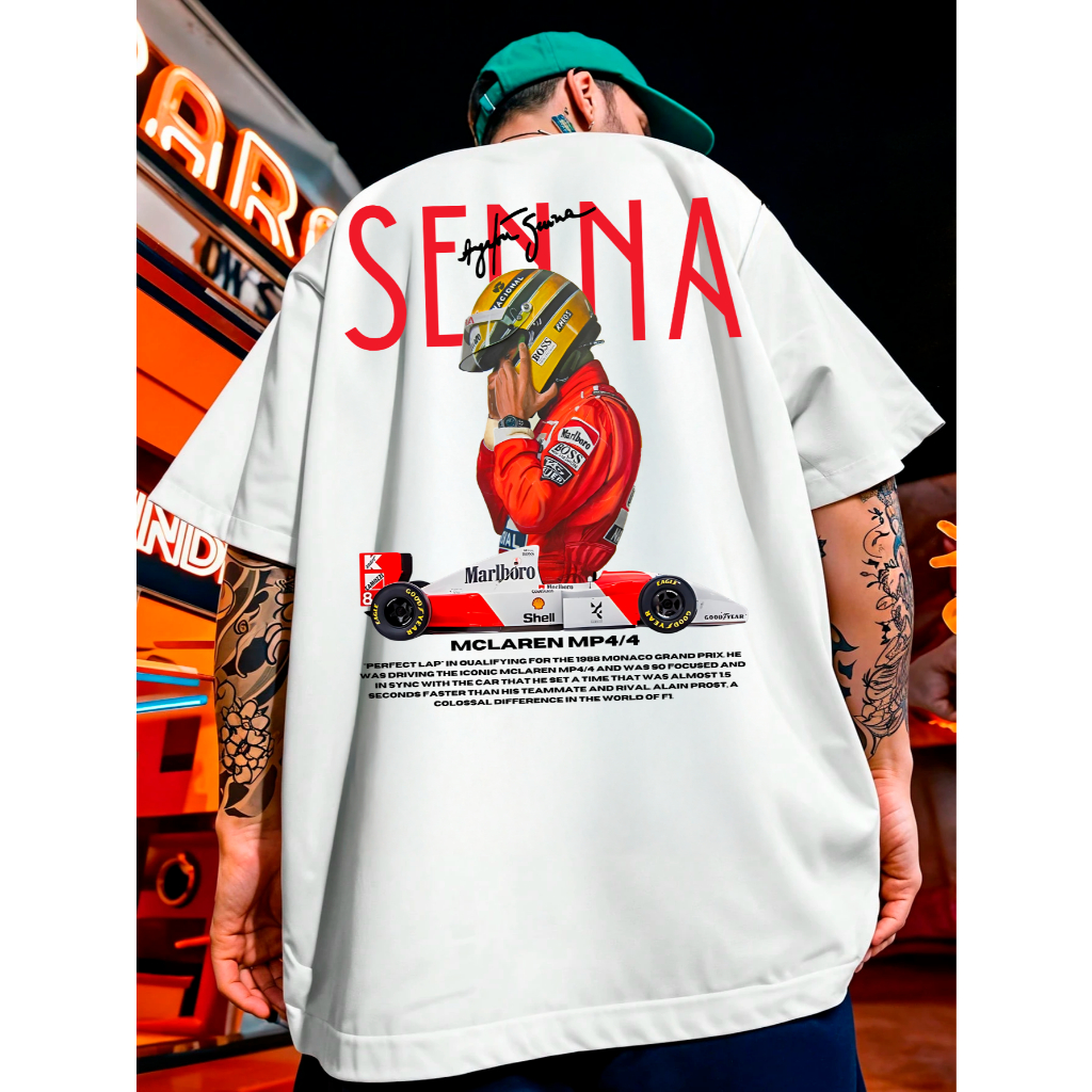 Camiseta Masculina FC T-Shirt Unisex A.Senna Capacete F1 Automobilismo The Champion Rip Anos 90
