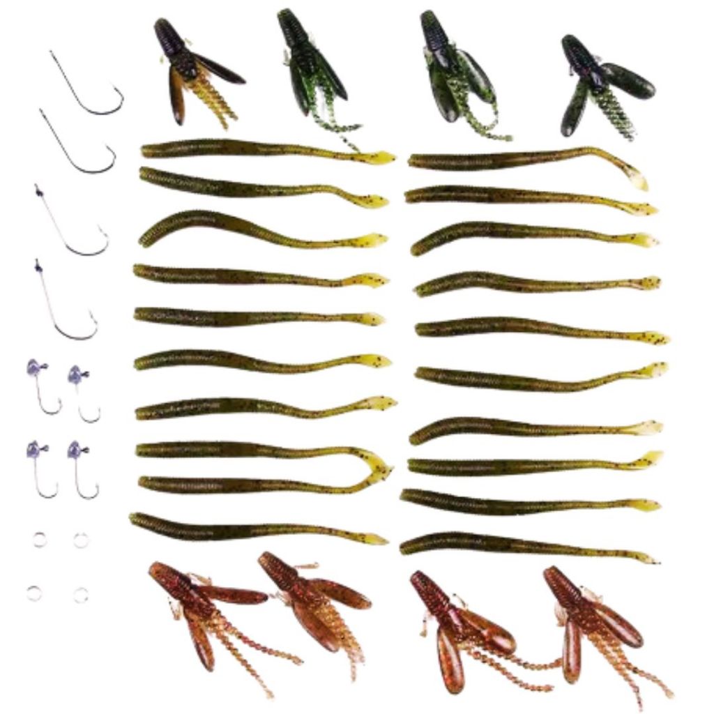 Kit iscas artificiais grub shad 42 pecas Jig head e Anzol