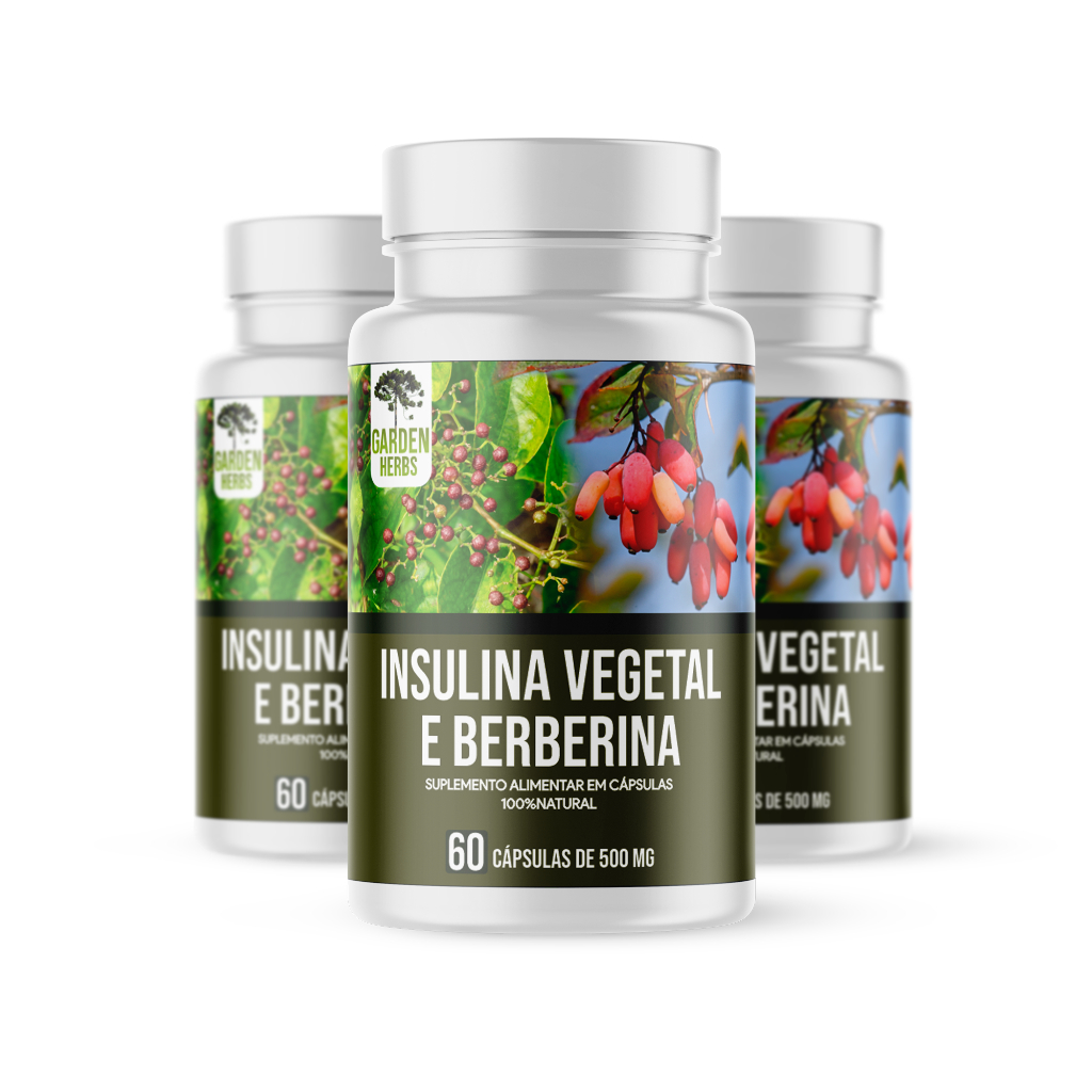 Kit 3 Frascos - Berberina e Insulina Vegetal 500 Mg ( Extrato 100%Puro ) 60 Cápsulas