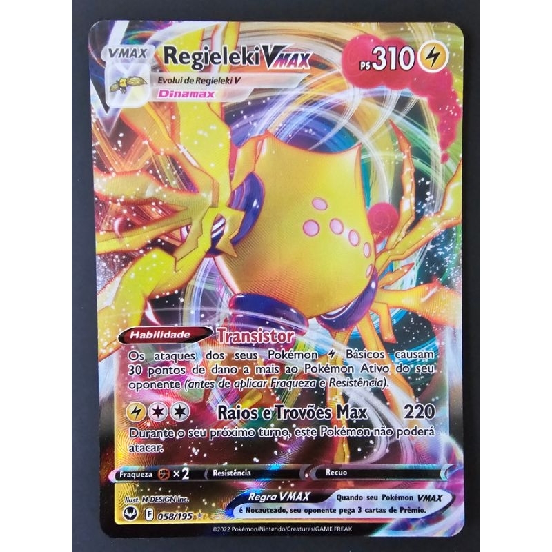 Carta Pokemon Regieleki Vmax Full Art 058/195 Tempestade Prateada