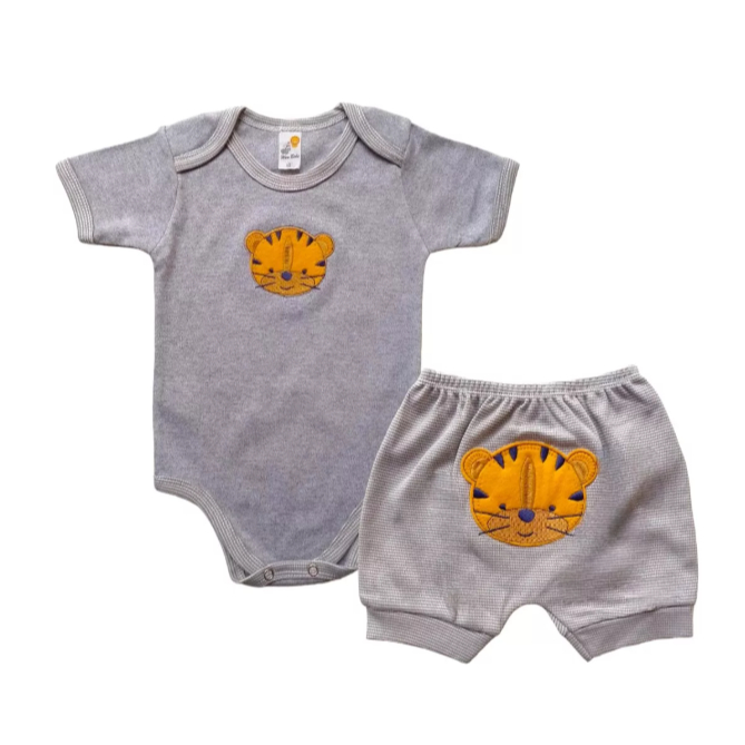 8 Peças - Body + Short Safari Roupa De Bebê Atacado Enxoval Moda Infantil Menina Menino