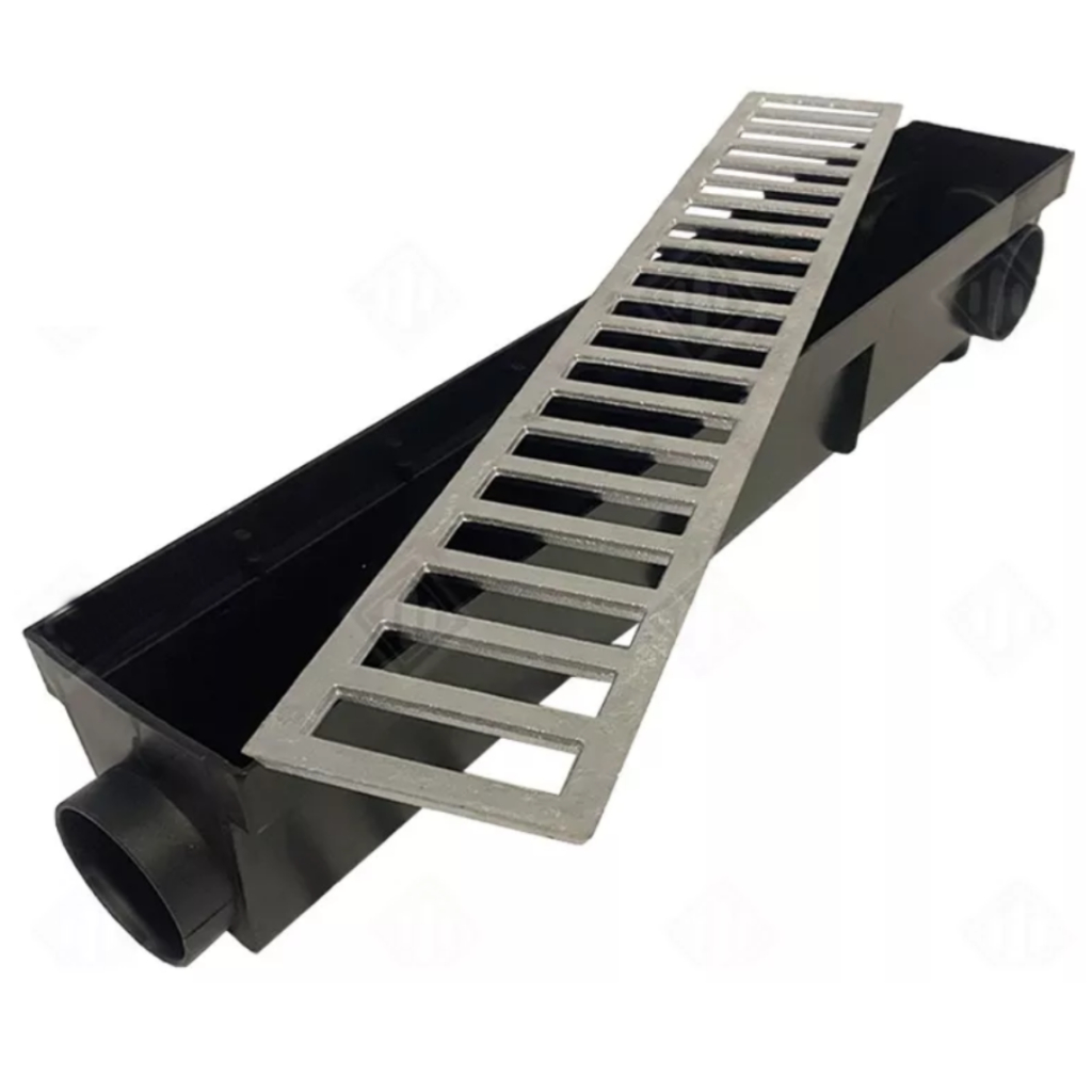 ralo linear 6x50cm grelha alumínio + coletor garagem , borda de piscina , área externa ( 1 peça de 50cm ) RR GRELHAS em Oferta na Shopee