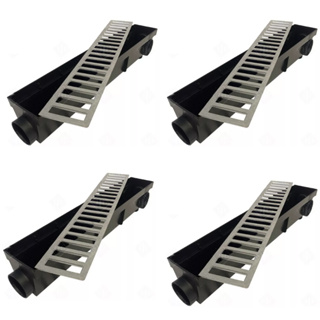 ralo linear 6x200cm grelha alumínio + coletor garagem , borda de piscina , área externa ( 4 peças de 50cm ) RR GRELHAS em Oferta na Shopee