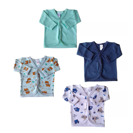 Roupa De Bebê Kit 04 Peças Casaco Lisos E Estampados Algodão Inverno Menina Menino Roupa De Bebe