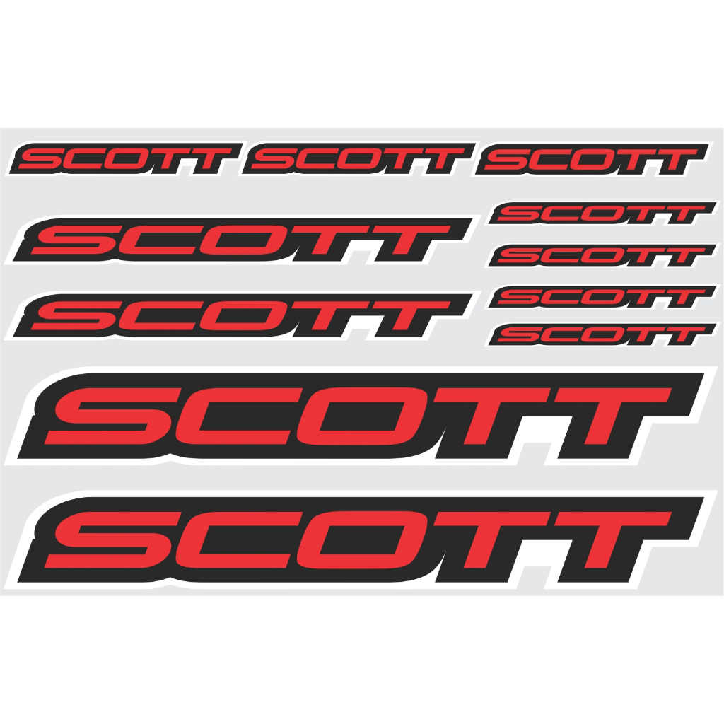 Kit com 11 Adesivos para Quadro de Bicicleta Mountain Bike Compatível Scott em Vinil Vermelho