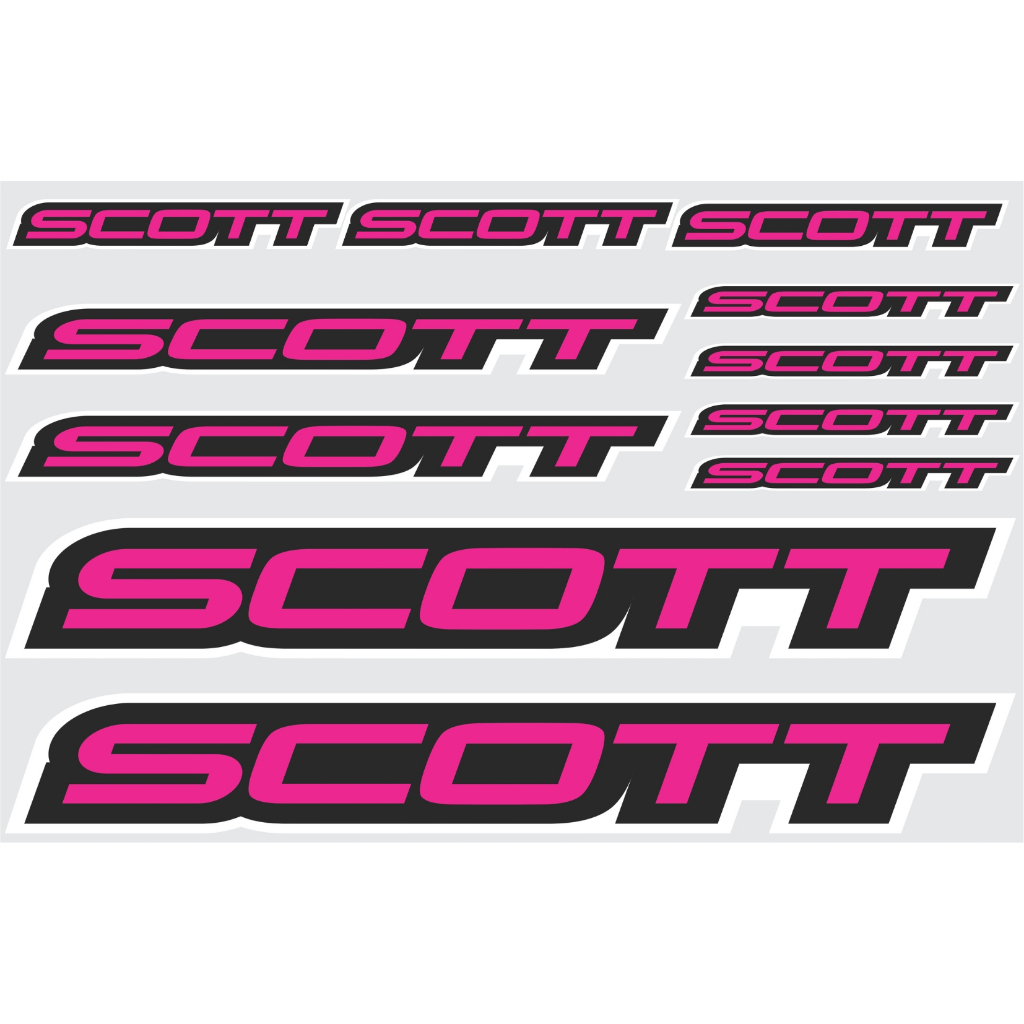 Kit com 11 Adesivos para Quadro de Bicicleta Mountain Bike Compatível Scott em Vinil Rosa