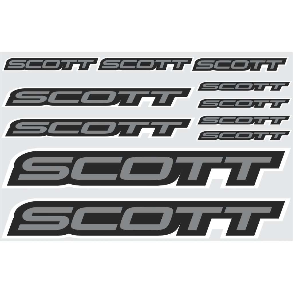 Kit com 11 Adesivos para Quadro de Bicicleta Mountain Bike Compatível Scott em Vinil Cinza