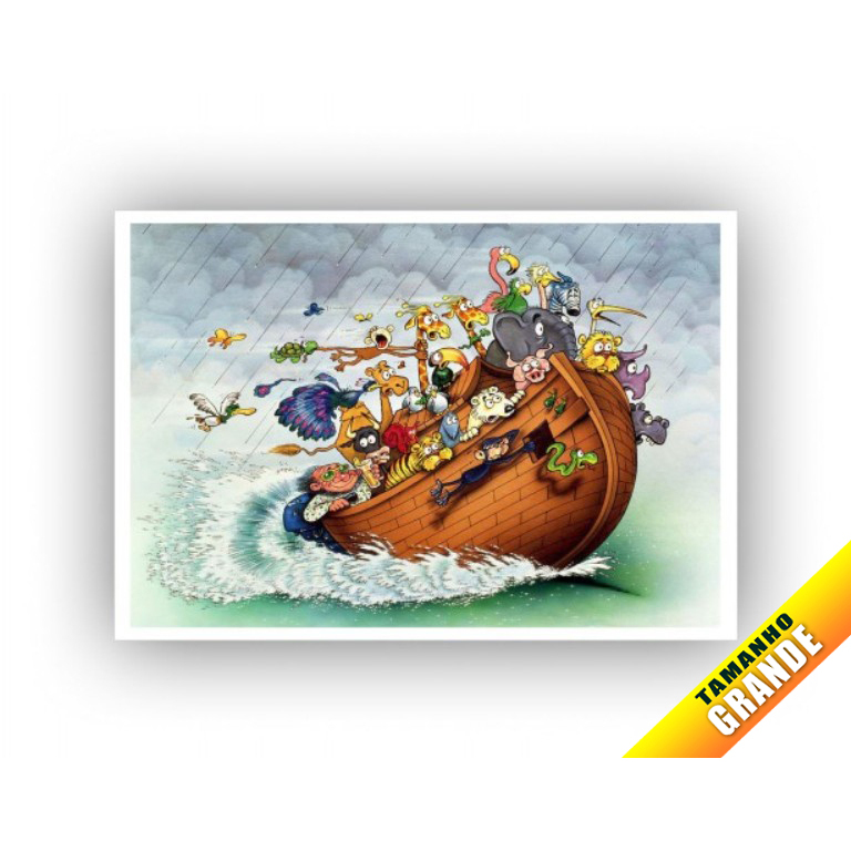 Folha de arroz Arca de Noé para Bolo grande 30x40cm