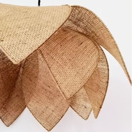 Luminária Lustre Flor Lótus Juta 10 Pétalas