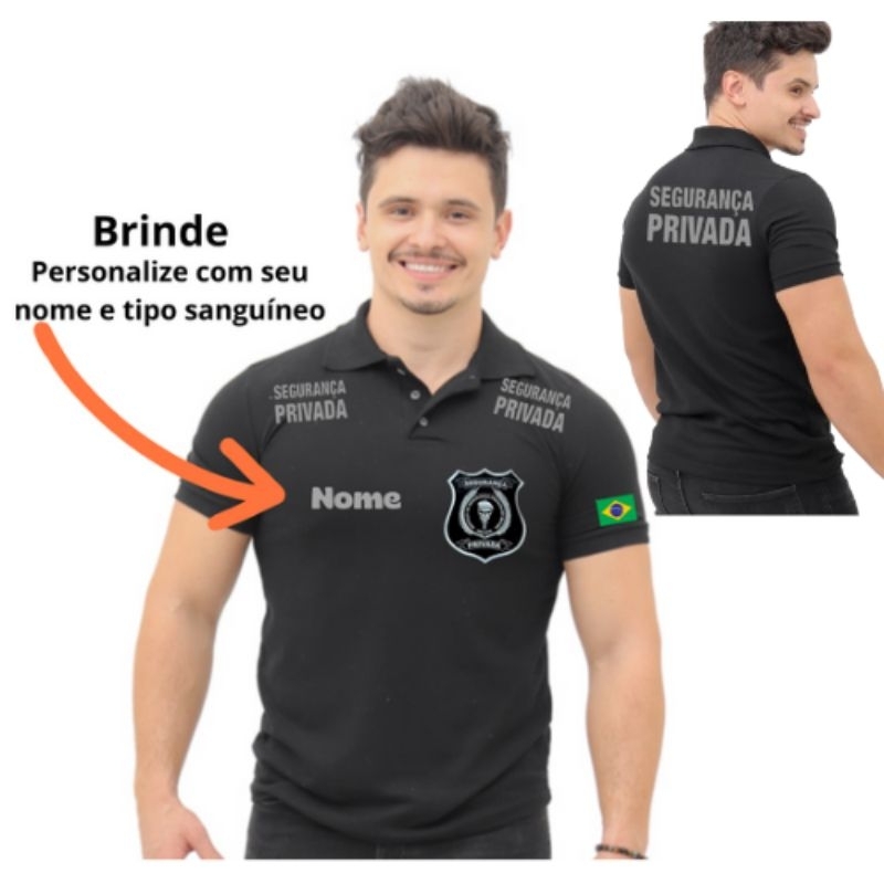 Camisa Polo uniforme masculino Segurança Privada, mandar o nome e o tipo sanguíneo no chat