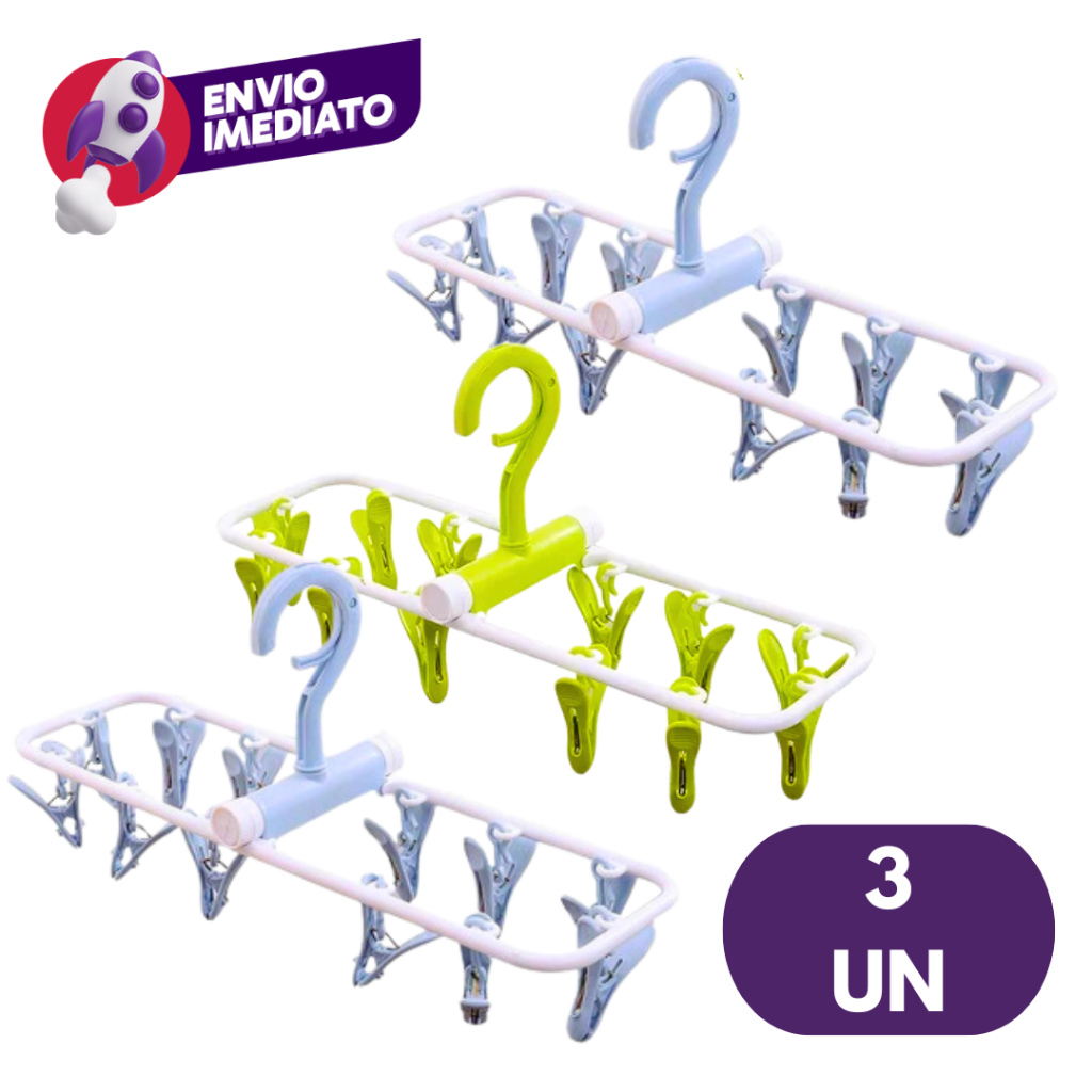Varal Para Roupas Intimas Calcinha Cueca Meia Dobrável Com 12 Prendedores Kit C/02 ou 03 Un.