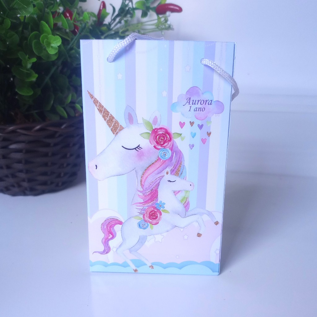 SACOLINHA PERSONALIZADA PARA LEMBRANCINHA DE ANIVERSÁRIO/FESTA -  SACOLINHA SURPRESA-UNICÓRNIO